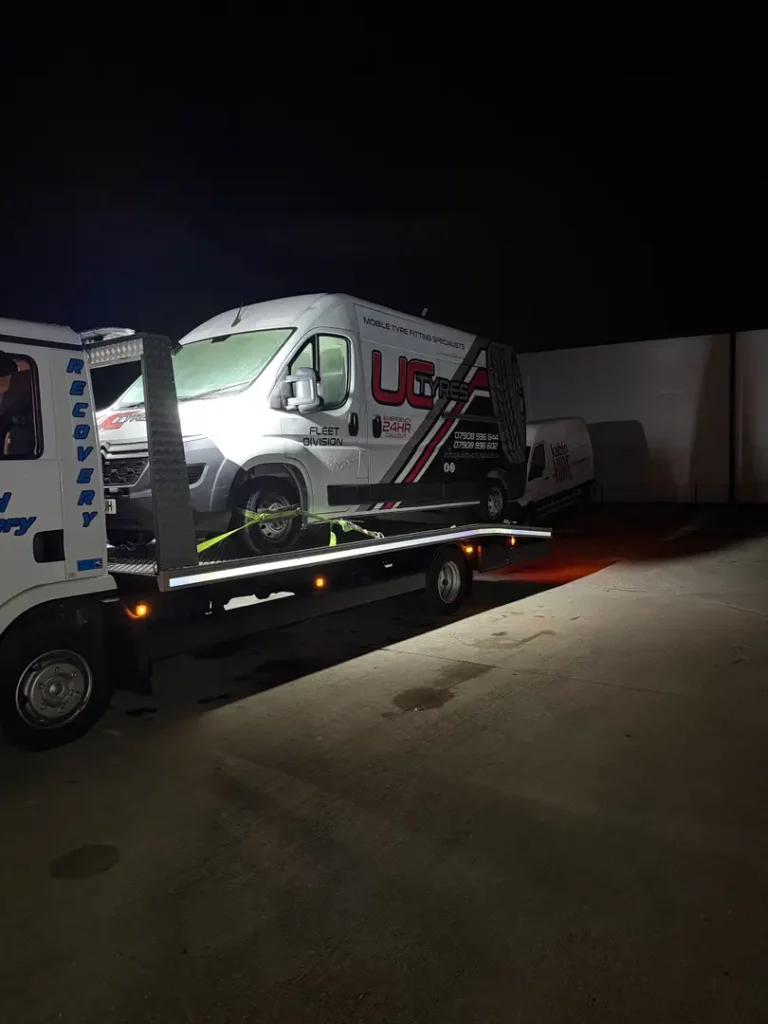 a truck on a trailer